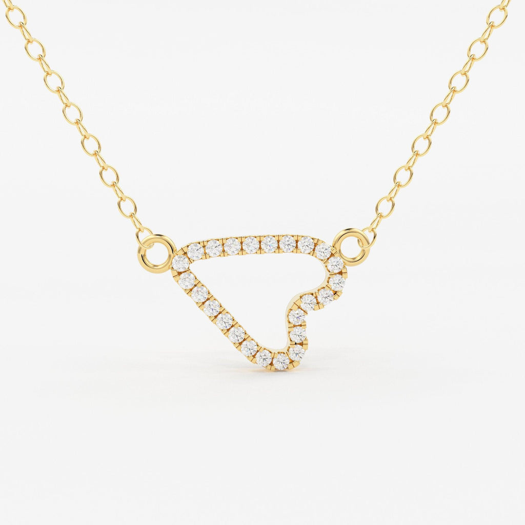 Sideways Heart necklace / 14k Gold Sideways Diamond Heart in Micro Pave Setting / Gift for Her / Love Girl / Mothers Day Sale - Jalvi & Co.