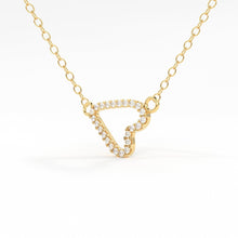 Load image into Gallery viewer, Sideways Heart necklace / 14k Gold Sideways Diamond Heart in Micro Pave Setting / Gift for Her / Love Girl / Mothers Day Sale - Jalvi & Co.