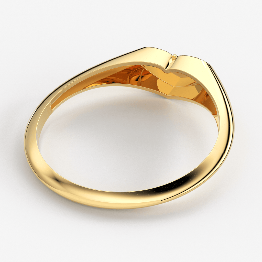 Signet Diamond Band in 14k Gold / Heart Signet Diamond Ring / Round Gold Band White Diamond Ring / Signet Diamond Wedding Band - Jalvi & Co.