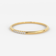 Load image into Gallery viewer, Simple Diamond Ring, Wedding Engagement Ring Diamond Eternity Minimalist 14k Solid Yellow Gold Micro Pave Wedding,Rose Gold Ultra Thin Band - Jalvi & Co.