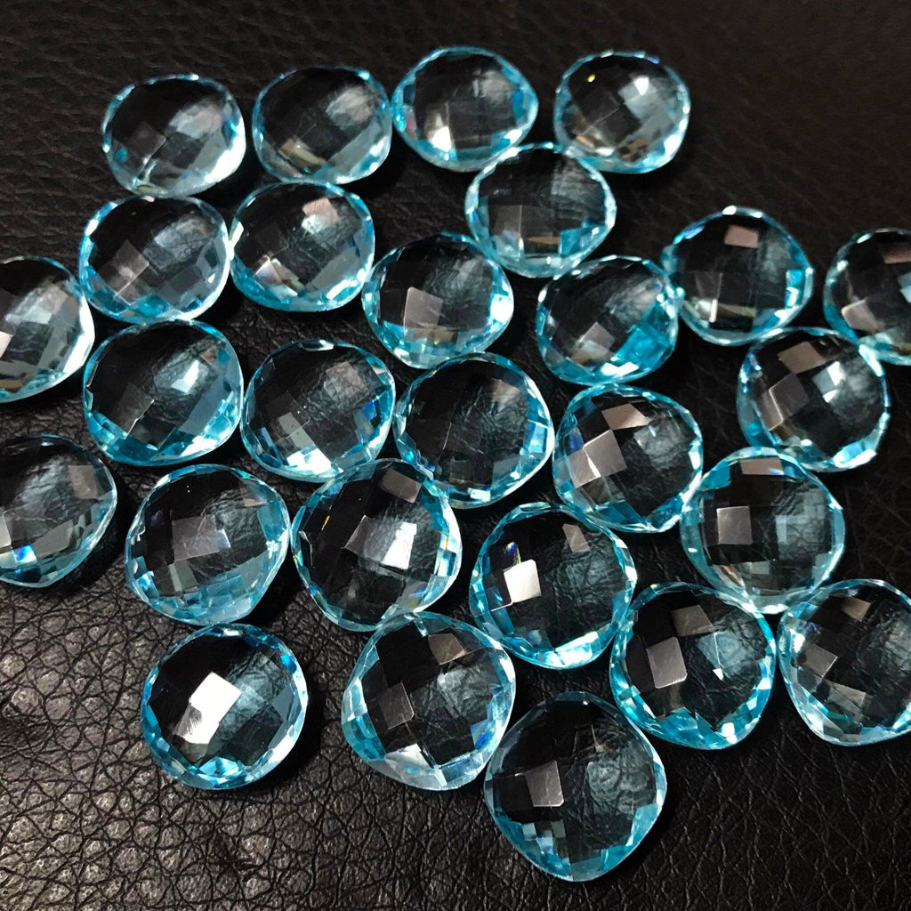 Sky Blue Topaz Quartz Faceted Cushion Briolette Gemstone Beads 4pc 14mm - Jalvi & Co.