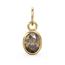 Load image into Gallery viewer, Smokey Quartz Oval Solid Gold Charm / Natural Brown Gemstone Handmade Gold Pendant / 1pc 14k Solid Yellow Gold Jewelry Making FindingsSALE - Jalvi & Co.