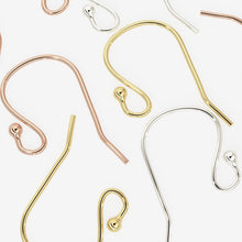 Load image into Gallery viewer, Solid Gold Clasp 14k Handmade 11mmx17mm 23 Gauge 14k Solid Yellow Gold French Hook Earwires With 1.6mm Ball Ends Pair - Jalvi & Co.