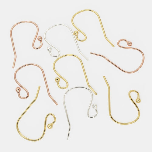 Solid Gold Clasp 14k Handmade 11mmx17mm 23 Gauge 14k Solid Yellow Gold French Hook Earwires With 1.6mm Ball Ends Pair - Jalvi & Co.