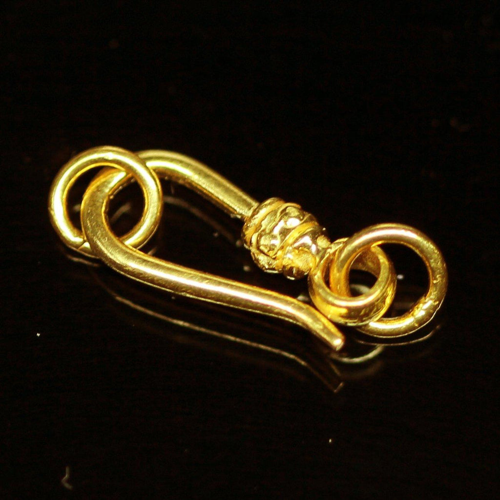 Solid Gold Clasp 18k Handmade Old Fashioned Tribal Hook 11mm x 5mm - Jalvi & Co.