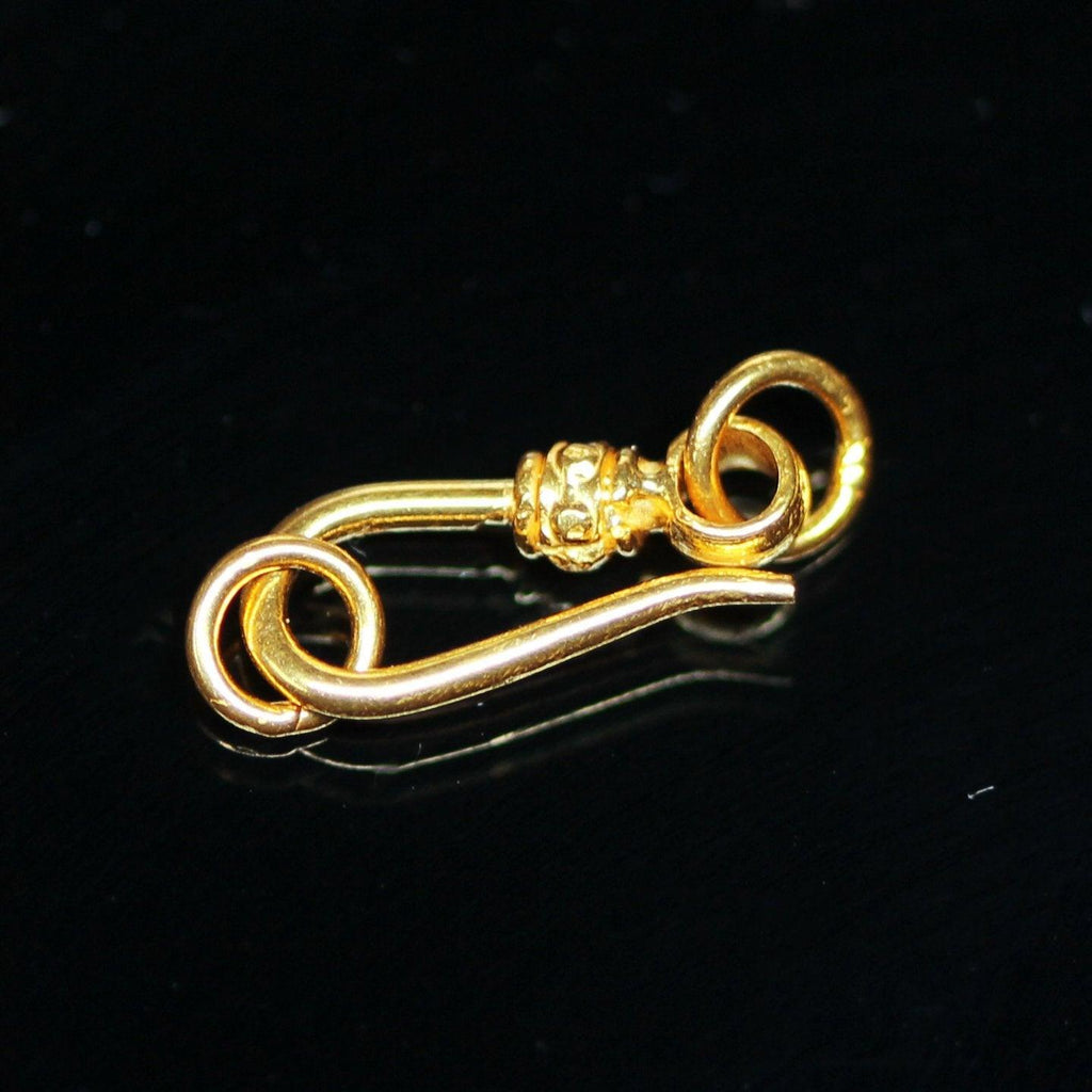 Solid Gold Clasp 18k Handmade Old Fashioned Tribal Hook 11mm x 5mm - Jalvi & Co.