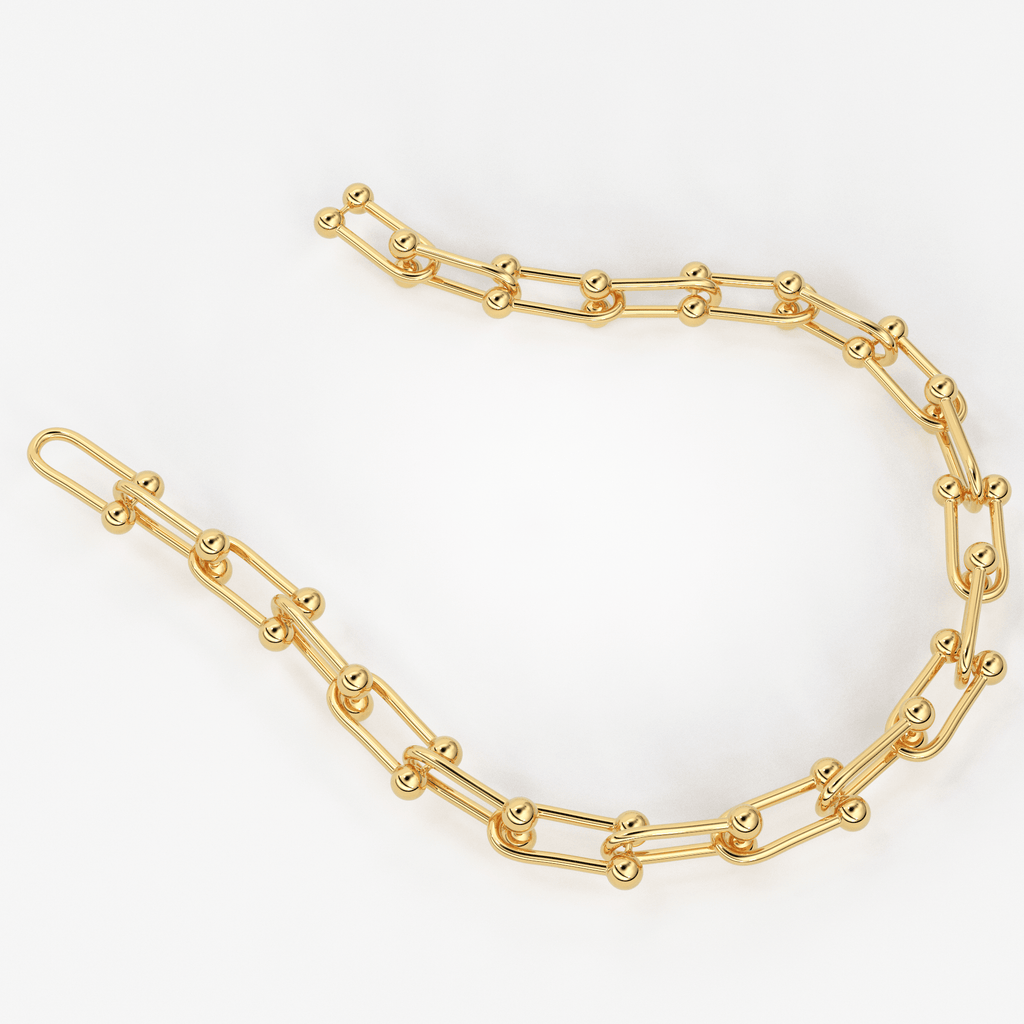 Solid Gold U Link Bracelet / 14K Gold Bracelet / 14K Gold Chain Bracelet / Christmas Gift - Jalvi & Co.