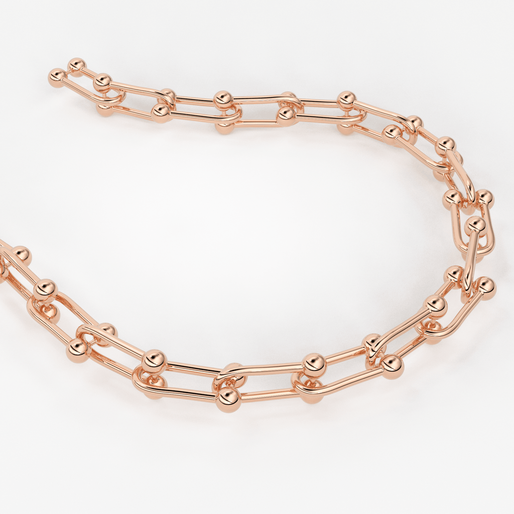 Solid Gold U Link Bracelet / 14K Gold Bracelet / 14K Gold Chain Bracelet / Christmas Gift - Jalvi & Co.