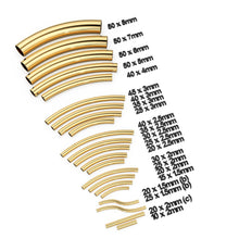Load image into Gallery viewer, Solid Yellow Gold Tube Bead, Noodle Tube, Curve Tube Bead, Bracelet Bead, Necklace Bead, Gold Tube Beads, Tubular Beads - Jalvi &amp; Co.