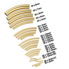 Load image into Gallery viewer, Solid Yellow Gold Tube Bead, Noodle Tube, Curve Tube Bead, Bracelet Bead, Necklace Bead, Gold Tube Beads, Tubular Beads - Jalvi & Co.