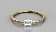 Load image into Gallery viewer, Solitaire Baguette Ring / 14k Solid Gold Baguette Diamond Engagement Ring / Stacking Ring / Dainty Diamond Ring / Baguette Diamond Ring - Jalvi & Co.