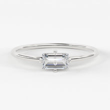 Load image into Gallery viewer, Solitaire Baguette Ring / 14k Solid Gold Baguette Diamond Engagement Ring / Stacking Ring / Dainty Diamond Ring / Baguette Diamond Ring - Jalvi & Co.