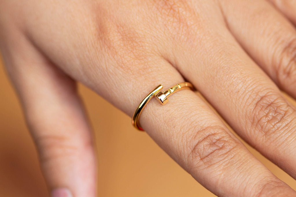 Spiral Nail Ring / 14k Gold Spiral Nail Screw Minimalist Ring / Open Nail Ring / Promise Best Friends Ring / Construction Rose Gold Ring - Jalvi & Co.