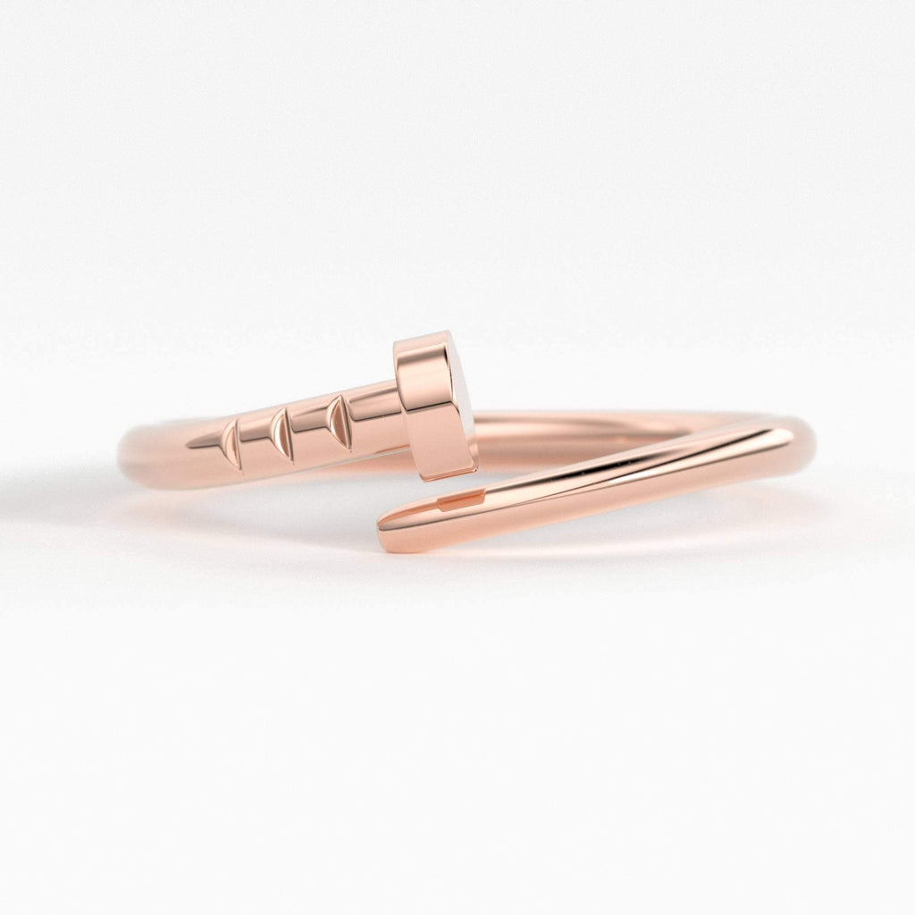 Spiral Nail Ring / 14k Gold Spiral Nail Screw Minimalist Ring / Open Nail Ring / Promise Best Friends Ring / Construction Rose Gold Ring - Jalvi & Co.