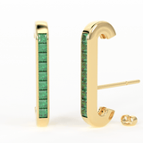 Square Emerald Earrings / 14k Gold Emerald Earrings/ Astrology Jewelry/ May Birthstone/ Green Stone Jewelry/ Dainty Studs/ Emerald Studs