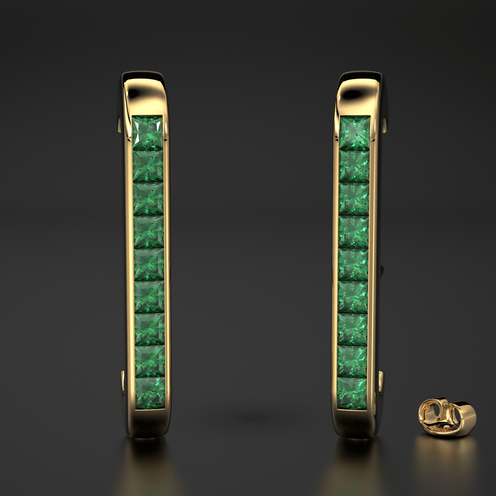 Square Emerald Earrings / 14k Gold Emerald Earrings/ Astrology Jewelry/ May Birthstone/ Green Stone Jewelry/ Dainty Studs/ Emerald Studs - Jalvi & Co.