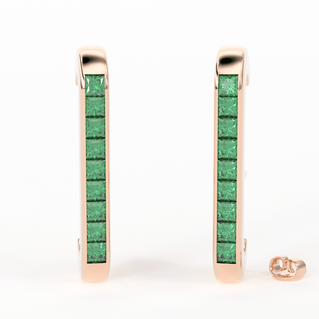 Square Emerald Earrings / 14k Gold Emerald Earrings/ Astrology Jewelry/ May Birthstone/ Green Stone Jewelry/ Dainty Studs/ Emerald Studs - Jalvi & Co.