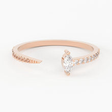 Load image into Gallery viewer, Stackable Ring / 14k Gold Pave Diamond Open Cuff Claw Diamond Ring / Minimal Dainty Stacking Diamond Ring - Jalvi &amp; Co.