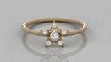 Star Diamond Ring / Round Diamond Ring / 14k Solid Gold Diamond Ring / Diamond Stackable Ring / Diamond Star Ring
