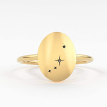 Load image into Gallery viewer, Star Signet Ring / 14K Solid Gold / Custom Zodiac Ring / Constellation Ring / Signet Ring / Stackable Star Rings / Personalized Gift for her - Jalvi & Co.