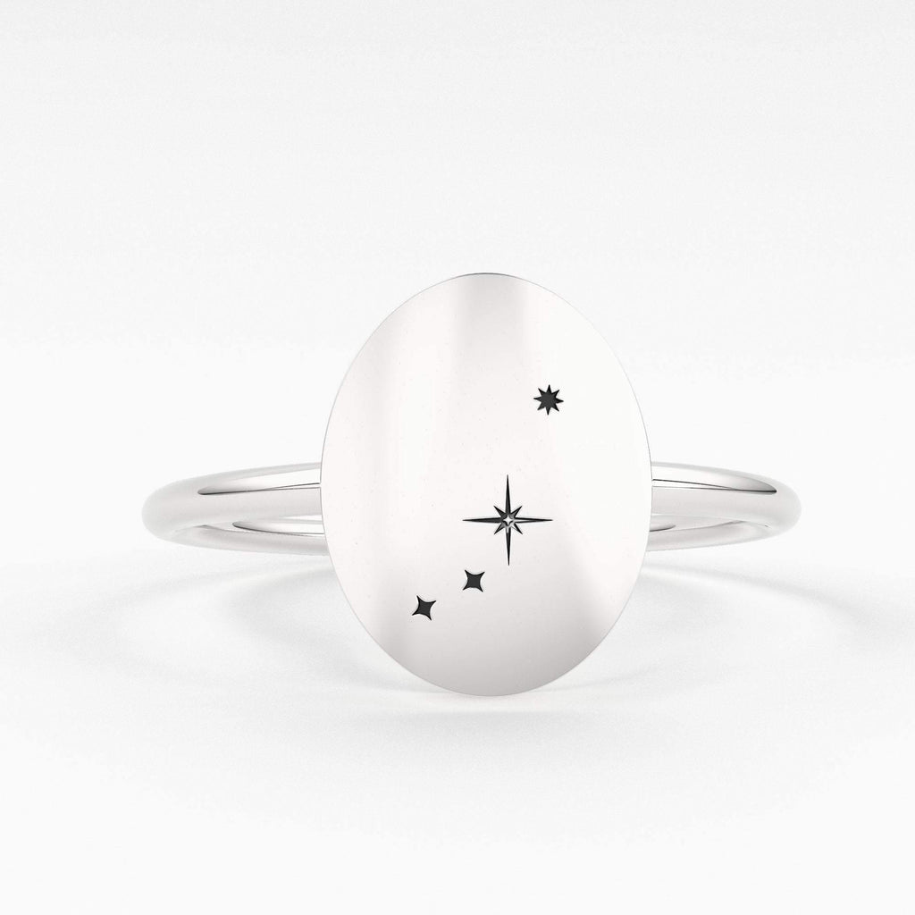 Star Signet Ring / 14K Solid Gold / Custom Zodiac Ring / Constellation Ring / Signet Ring / Stackable Star Rings / Personalized Gift for her - Jalvi & Co.