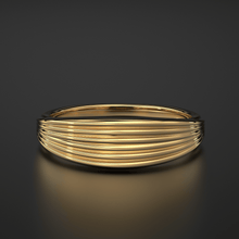 Load image into Gallery viewer, Stream Lines 14k Gold Band / Waves Gold Mens &amp; Womens Wedding Ring / Curved Gold Ring - Jalvi &amp; Co.