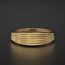 Load image into Gallery viewer, Stream Lines 14k Gold Band / Waves Gold Mens & Womens Wedding Ring / Curved Gold Ring - Jalvi & Co.