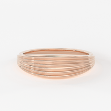 Load image into Gallery viewer, Stream Lines 14k Gold Band / Waves Gold Mens & Womens Wedding Ring / Curved Gold Ring - Jalvi & Co.
