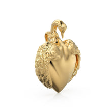 Load image into Gallery viewer, Swan Custom Engraving 14k 18k Solid Gold Charm Pendant, Bird Charm, Gold Charm Finding, Cygnus Whooper Swan Solid Gold Pendant - Jalvi &amp; Co.