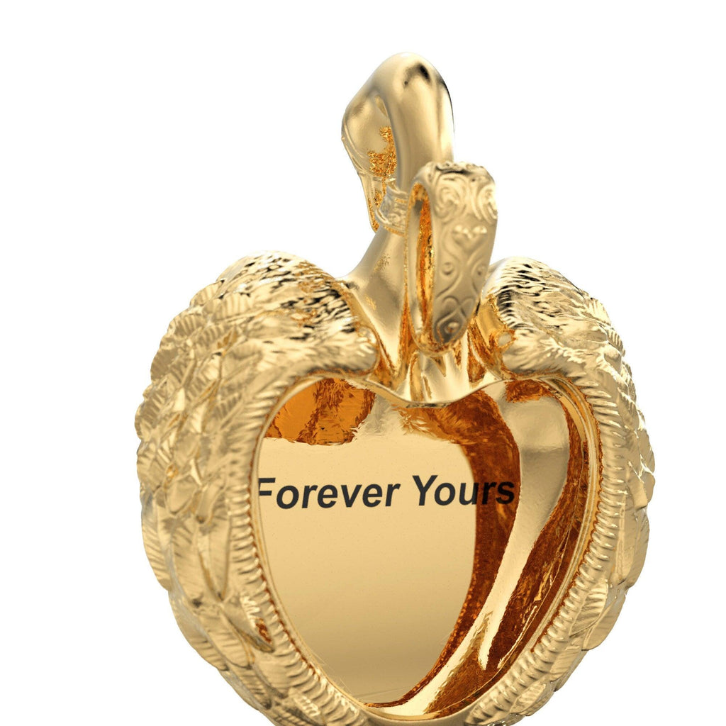Swan Custom Engraving 14k 18k Solid Gold Charm Pendant, Bird Charm, Gold Charm Finding, Cygnus Whooper Swan Solid Gold Pendant - Jalvi & Co.