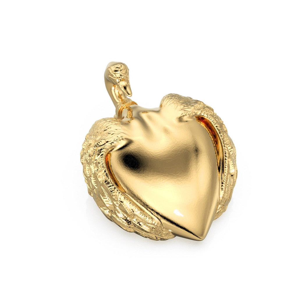 Swan Custom Engraving 14k 18k Solid Gold Charm Pendant, Bird Charm, Gold Charm Finding, Cygnus Whooper Swan Solid Gold Pendant - Jalvi & Co.