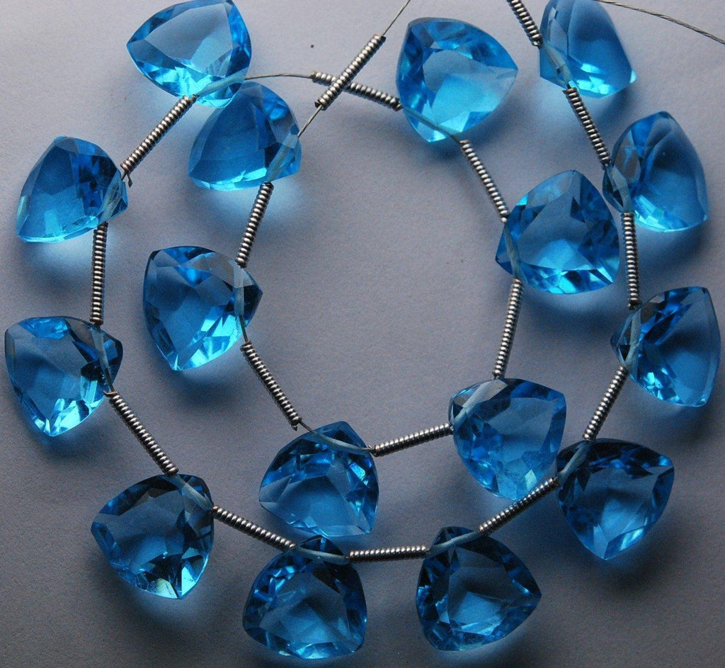 Swiss Blue Quartz Faceted Trillion Briolettes Gemstone Beads 4 Pair 14mm - Jalvi & Co.