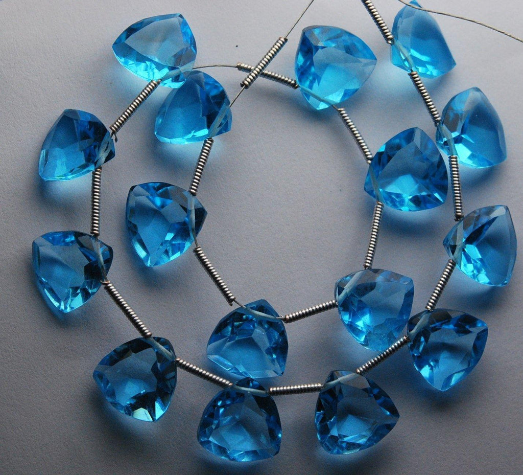 Swiss Blue Quartz Faceted Trillion Briolettes Gemstone Beads 4 Pair 14mm - Jalvi & Co.