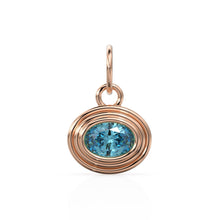 Load image into Gallery viewer, Swiss Blue Topaz Charms 14k Yellow Solid Gold Bubble Bezel Charm Pendant Blue Oval Gemstone Bezel 18K Gold Jewelry Finding - Jalvi & Co.