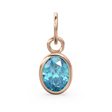 Load image into Gallery viewer, Swiss Blue Topaz Oval Solid Gold Charm / Natural Blue Gemstone Handmade Gold Pendant / 1pc 14k Solid Yellow Gold Jewelry Making FindingsSALE - Jalvi & Co.