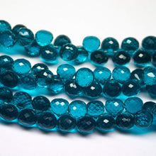 Load image into Gallery viewer, Teal Blue Quartz Micro Faceted Onion Drop Briolette Gemstone Loose Beads 2 pieces one matching pair 8mm - Jalvi &amp; Co.