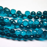 Teal Blue Quartz Micro Faceted Onion Drop Briolette Gemstone Loose Beads 2 pieces one matching pair 8mm