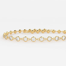 Load image into Gallery viewer, Tennis Bracelet / Diamond Tennis Bracelet / 14k Gold Bezel Set Diamond Tennis Bracelet / Multistone Diamond layering bracelet / Handmade - Jalvi & Co.