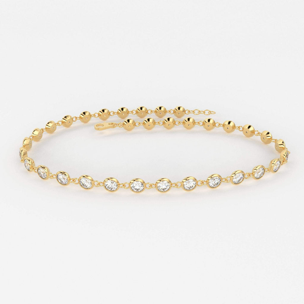 Tennis Bracelet / Diamond Tennis Bracelet / 14k Gold Bezel Set Diamond Tennis Bracelet / Multistone Diamond layering bracelet / Handmade - Jalvi & Co.