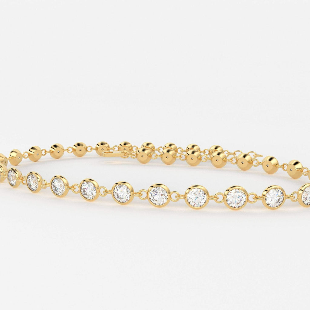 Tennis Bracelet / Diamond Tennis Bracelet / 14k Gold Bezel Set Diamond Tennis Bracelet / Multistone Diamond layering bracelet / Handmade - Jalvi & Co.