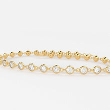 Load image into Gallery viewer, Tennis Bracelet / Diamond Tennis Bracelet / 14k Gold Bezel Set Diamond Tennis Bracelet / Multistone Diamond layering bracelet / Handmade - Jalvi & Co.