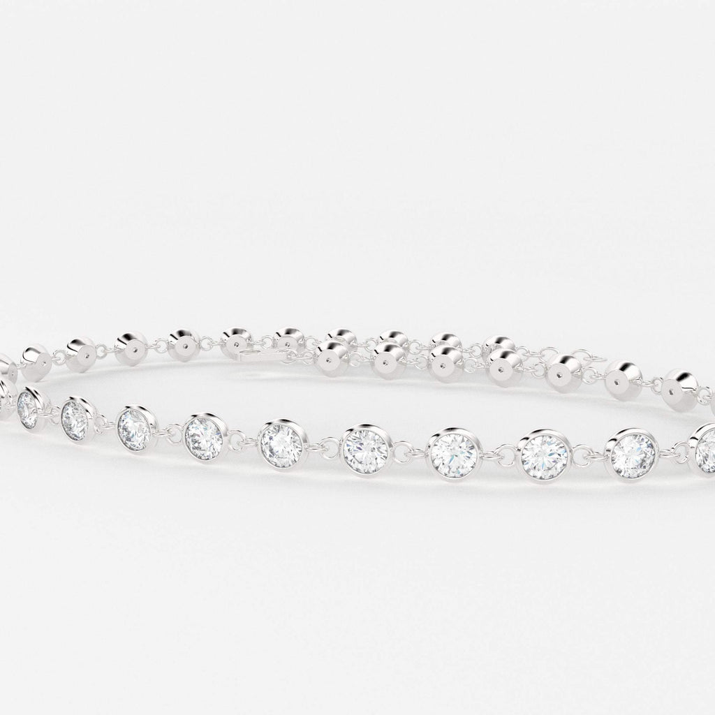 Tennis Bracelet / Diamond Tennis Bracelet / 14k Gold Bezel Set Diamond Tennis Bracelet / Multistone Diamond layering bracelet / Handmade - Jalvi & Co.