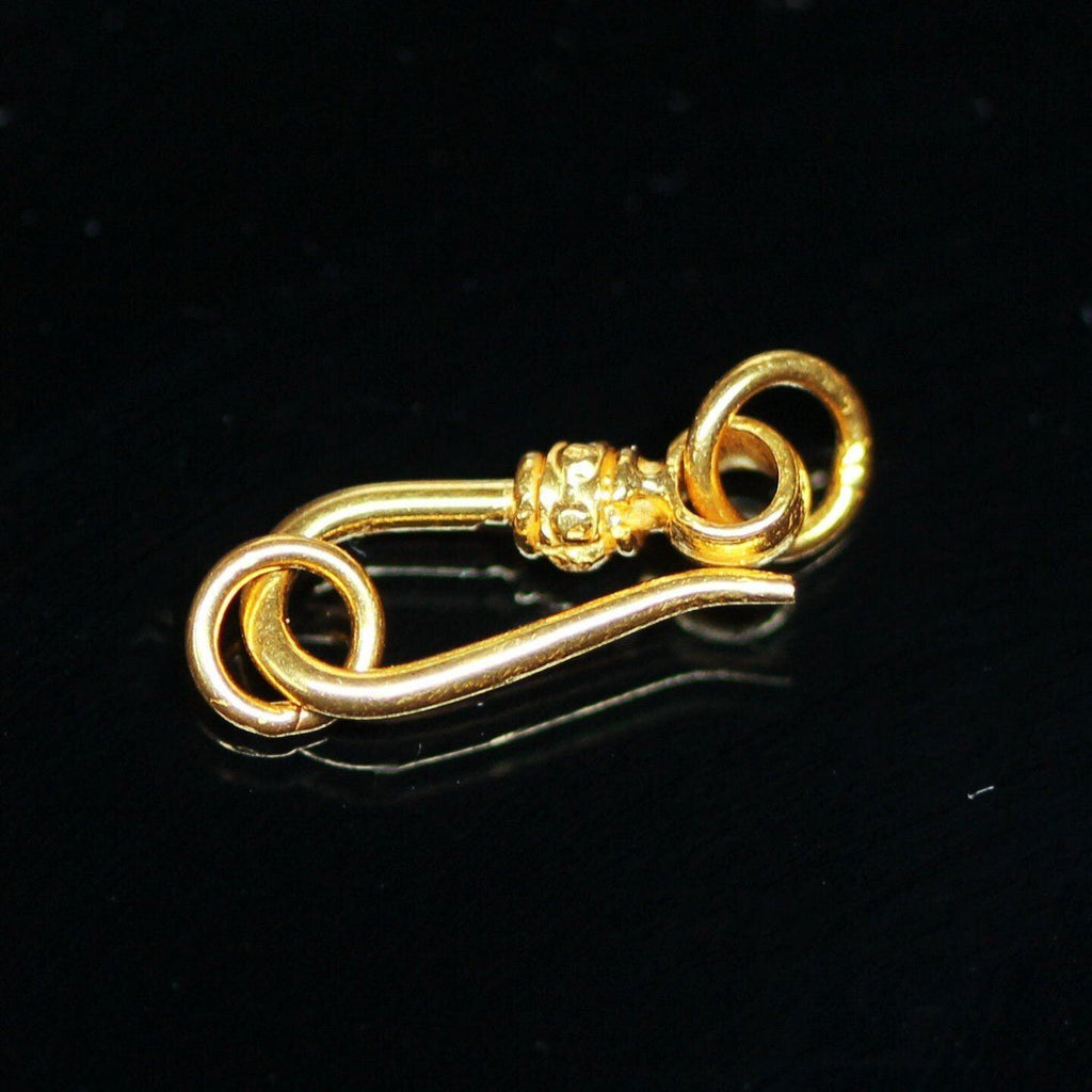 Tribal Hook 18k Solid Gold Clasp Handmade Old Fashioned 11mm x 5mm - Jalvi & Co.