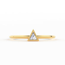 Load image into Gallery viewer, Trillion Diamond Ring with Triangle Diamond / 0.1carat Diamond Ring / Solitaire Stack Ring / Thin Gold Stacking Ring / Promise Ring / Gift - Jalvi &amp; Co.