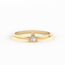 Load image into Gallery viewer, Trillion Diamond Ring with Triangle Diamond / 0.1carat Diamond Ring / Solitaire Stack Ring / Thin Gold Stacking Ring / Promise Ring / Gift - Jalvi &amp; Co.