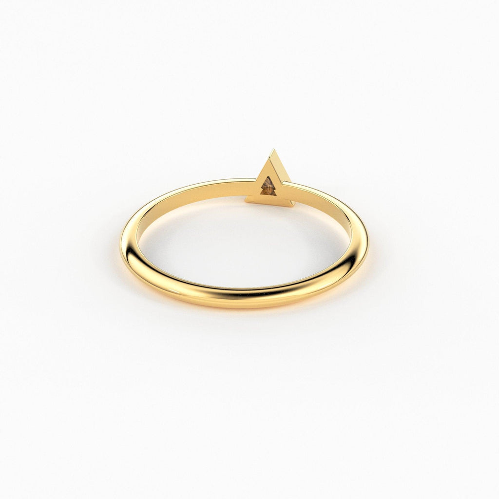 Trillion Diamond Ring with Triangle Diamond / 0.1carat Diamond Ring / Solitaire Stack Ring / Thin Gold Stacking Ring / Promise Ring / Gift - Jalvi & Co.