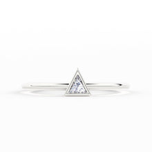 Load image into Gallery viewer, Trillion Diamond Ring with Triangle Diamond / 0.1carat Diamond Ring / Solitaire Stack Ring / Thin Gold Stacking Ring / Promise Ring / Gift - Jalvi & Co.
