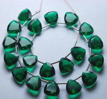 Load image into Gallery viewer, Tsavorite Green Quartz Faceted Trillion Gemstone Briolette Beads 15pc 10mm - Jalvi &amp; Co.