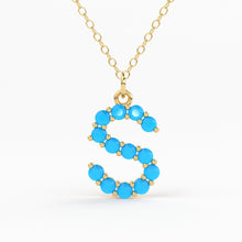 Load image into Gallery viewer, Turquoise Jewelry / Turquoise Necklace / Turquoise Initial Necklace in 14k Gold / Personalized Jewelry / Name Necklace / Letter Necklace - Jalvi & Co.