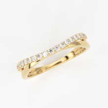 Load image into Gallery viewer, Twist Contour 14k Gold Diamond Wedding Band/ Twisted Band Ring with Diamonds/ Micro Prong Ring with Twisted Gold Band / Minimalist Stacking Ring - Jalvi & Co.
